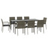 9-dijelni vrtni blagovaonski set crno-sivi od poliratana 3185130