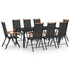 9-dijelni vrtni blagovaonski set crni 3070627