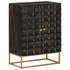 Komoda crna 55 x 34 x 75 cm od masivnog drva manga i željeza 351679 Komoda crna 55 x 34 x 75 cm od masivnog drva manga i željeza 351679