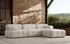 Ugaona sofa Doblo 3 sjedila sa pufom (L1-O1-1R-pouffe) - krem