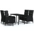 5-dijelni vrtni blagovaonski set s jastucima crni 3099355