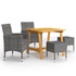 5-dijelni vrtni blagovaonski set sivi 3068692