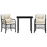 3-dijelni bistro set s jastucima crni od poliratana 3212089