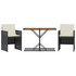 3-dijelni bistro set s jastucima crni od poliratana 365068