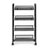 Crni metalni organizator polica za kuhinju ili kupaonicu, 4 police s kotačima, ModernHome