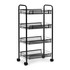 Crni metalni organizator polica za kuhinju ili kupaonicu, 4 police s kotačima, ModernHome