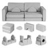 Velika modularna 2-sedišna sklapiva sofa za djecu DIY sa 10 mekih jastuka - siva ECOTOYS