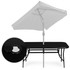 Vrtni stol 160×90 cm od kaljenog stakla sa otvorom za suncobran, crni, MultiGarden