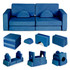 Sklapivi modularni sofa za djecu veliki 2-osobni DIY 10 mekih jastuka - Plava ECOTOYS