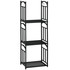 Polica za drva za kamin 46 × 32 × 126 cm, 3 nivoa i 4 kuke, crna