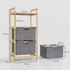 Polica za veš od bambusa s 2 korpe 44 × 34 × 96 cm, prirodno drvo