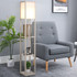 Stojeća lampa s 3 police 26 × 26 × 160 cm, crna, bijela i zlatna