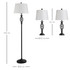 Set od 3 lampe: podna lampa i 2 stolne lampe, vintage, crno-bijele