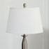Set od 3 lampe: podna i 2 stolne, sjenila od tkanine, srebrena i bijela