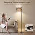 Podna LED lampa s dvostrukim sjenilom, zatamnjiva, 3 boje svjetla, crna