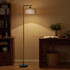 Podna LED lampa s dvostrukim sjenilom, zatamnjiva, 3 boje svjetla, crna