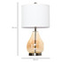 Set od 2 stolne lampe s abažurom od lana i staklenim stubom, bijela