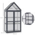 Mini plastenik s 3 police i krovom na otklapanje 70,5 × 42 × 132 cm, siva