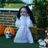 Halloween dekoracija strašna lutka s LED očima, zavija i iskače, bijela