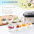 Aparat za jogurt s 8 staklenih posudica od 180 ml, LCD displej i tajmer, srebrni