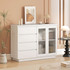 Komoda s 4 ladice i 2 staklena vrata 120 × 40 × 91 cm, bijela