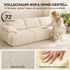 Trosjed sofa bez okvira, modularna, šenil, krem bijela