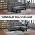 Ugaona sofa L-oblika 186 × 130 × 84 cm, tamnosiva