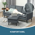 Ugaona sofa s tabureom, 3 sjedišta, tkanina kord, tamnosiva