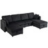 Ugaona sofa s 2 tabureta i prostorom za odlaganje, tamnosiva