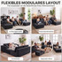Modularna U-sofa na razvlačenje s 2 šezlonga, tamnosiva