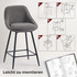 Set od 2 barske stolice, okretne 360°, rebrasta tkanina, siva