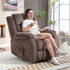 Fotelja s vibracionom masažom i grijanjem, okretna i ljuljajuća, smeđa