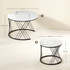 Set od 2 okrugla klub stola 70 × 70 × 46,5 cm, mramorni izgled, bijeli