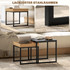 Set od 2 klub stola 45 × 45 × 45 cm, crni s uzorkom hrastovine
