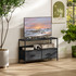 TV komoda s 2 ladice i otvorenom policom 98 × 29 × 56 cm, crna i tamno siva