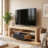 TV komoda za televizor do 65 inča s staklenim policama 140 × 40 × 45 cm, hrast