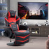 Gaming fotelja s masažom i osloncem za noge, vještačka koža, crvena