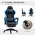 Gaming stolica s osloncem za noge i nagibom do 135°, crna i plava