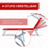 Sklopiva ležaljka za sunčanje sa zaštitom od sunca, 4 položaja naslona, crvena
