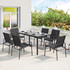 Set vrtnog namještaja stol 150 × 80 cm sa 6 stolica, crni