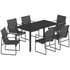 Set vrtnog namještaja sa staklenim stolom 150 × 80 cm i 6 stolica, crni