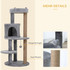 Penjalica za mačke s kućicom i visećom lopticom 48 × 48 × 104 cm, svijetlosiva