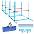 Agility set za pse s 4 prepone, podesiva visina, s torbom, svijetloplavi