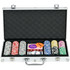 Poker set s 300 žetona u aluminijskom koferu s podlogom, srebrni