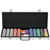 Poker set s 500 čipova i aluminijskim koferom za 9–10 igrača, srebrni