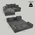 Modularna ugaona sofa na razvlačenje od šenila, tamno siva