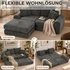 Modularna ugaona sofa na razvlačenje od šenila, tamno siva