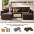 Modularna U sofa bez okvira s presvlakom od rebrastog baršuna, kaki