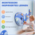 Montessori busy board u obliku kita, 13 aktivnosti, drveni, plavi