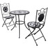Bistro Stol 60 cm Mozaik s 2 Stolice Crno/Bijeli